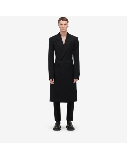 Manteau cintré à double boutonnage Alexander McQueen pour homme en coloris Black