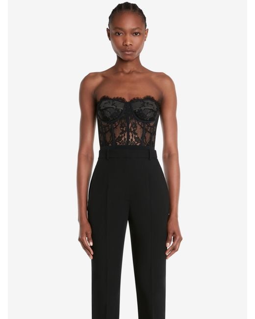 Corset En Dentelle Alexander McQueen en coloris Black