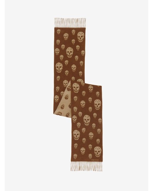McQueen White Double Face Skull Scarf