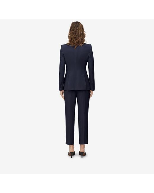 Alexander McQueen Blue Leaf Crepe Cigarette Trousers