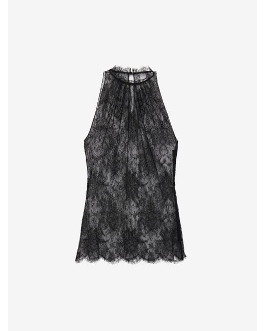 Alexander McQueen Blue Floral Lace Sleeveless Top
