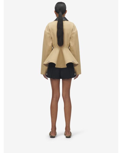 Alexander McQueen ストーンウォッシュド キャンバス ペプラムジャケット Natural