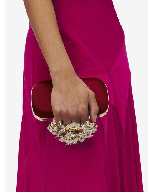 Alexander McQueen Red Carnation Knuckle Clutch