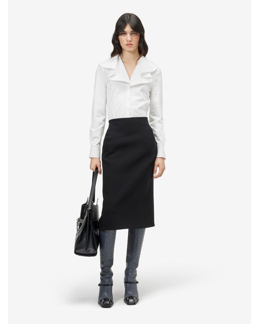McQueen White Waterfall Collar Shirt