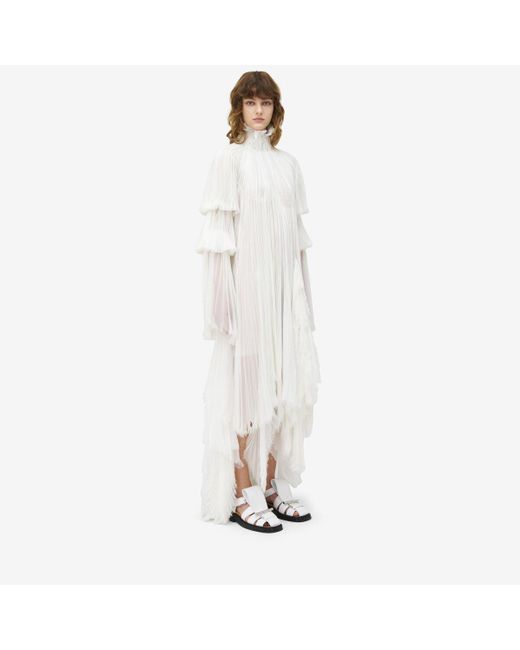 Alexander McQueen プリーツ シフォン ドレス White