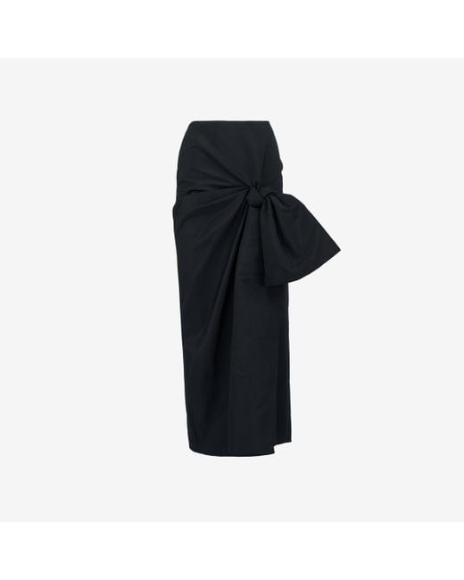 Alexander McQueen Black Bow Detail Slim Skirt