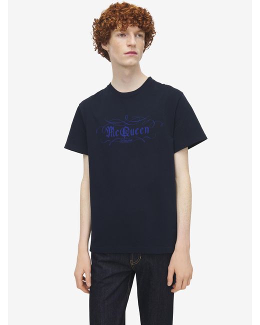 Alexander McQueen Mcqueen T-Shirt Mit Skriptdruck in Blue für Herren