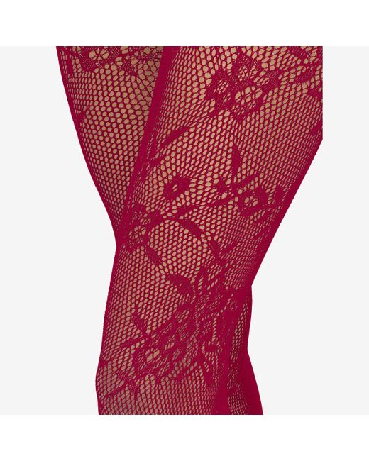 Alexander McQueen Red Floral Lace Tights