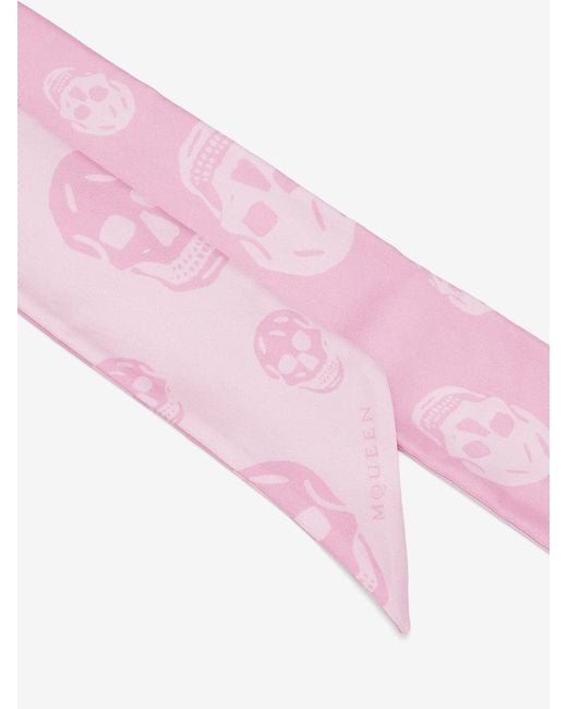 McQueen Pink Ribbon Skull Scarf