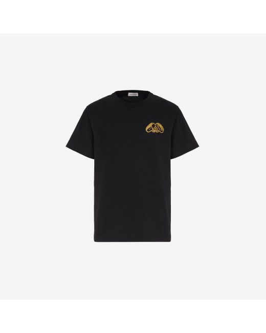 Alexander McQueen T-shirt mit halbem siegellogo in Black für Herren