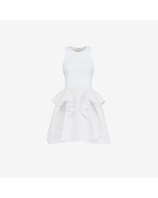 Alexander McQueen White Hybrid Mini Dress