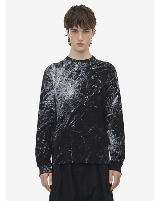 Alexander McQueen Black Smashed Screen Long-Sleeved T-Shirt for men