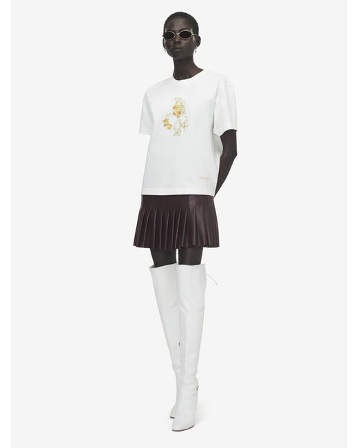 McQueen White Floral Skull T-Shirt