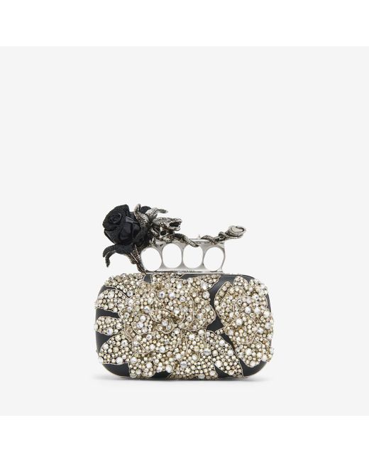 Alexander McQueen ローズ&スネーク ナックル クラッチ White