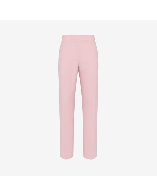 Alexander McQueen Pink Leaf Crepe Cigarette Trousers