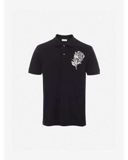Alexander McQueen Black Skull Polo Shirt for men