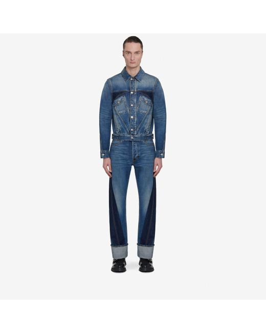 Jeans con bande ritorte di Alexander McQueen in Blue da Uomo