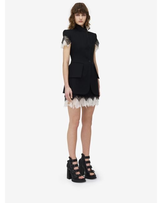 Alexander McQueen Black Cobweb Lace Mini Skirt