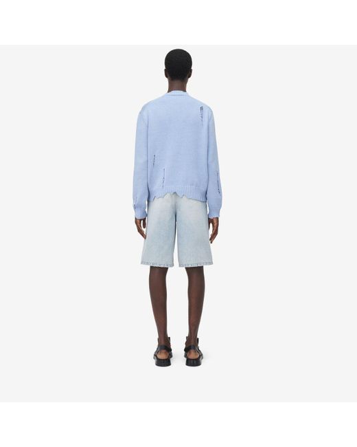 Alexander McQueen Blue Stonewashed Denim Shorts for men