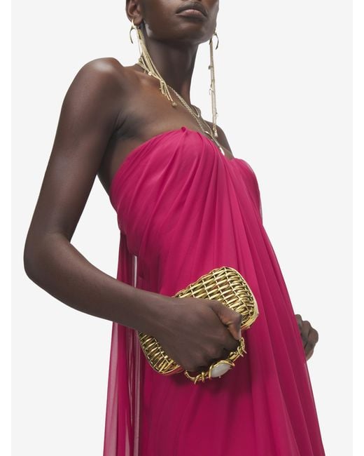 McQueen Metallic Thorn Knuckle Clutch