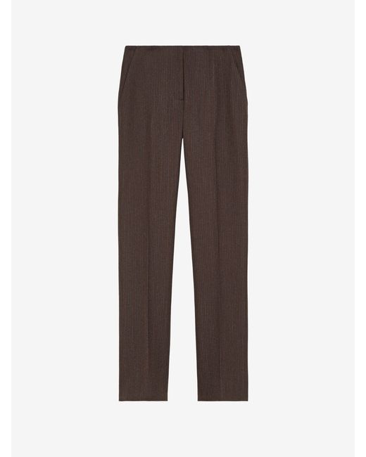 McQueen Brown Wool Pinstripe Trousers