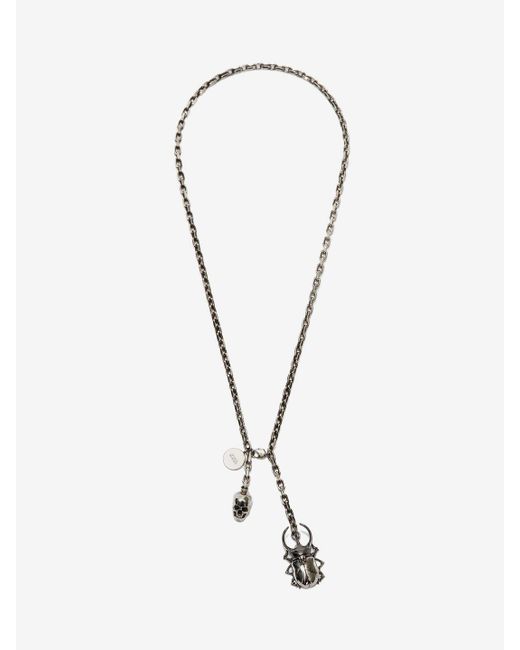 Alexander McQueen Metallic Beetle And Skull Necklace for men