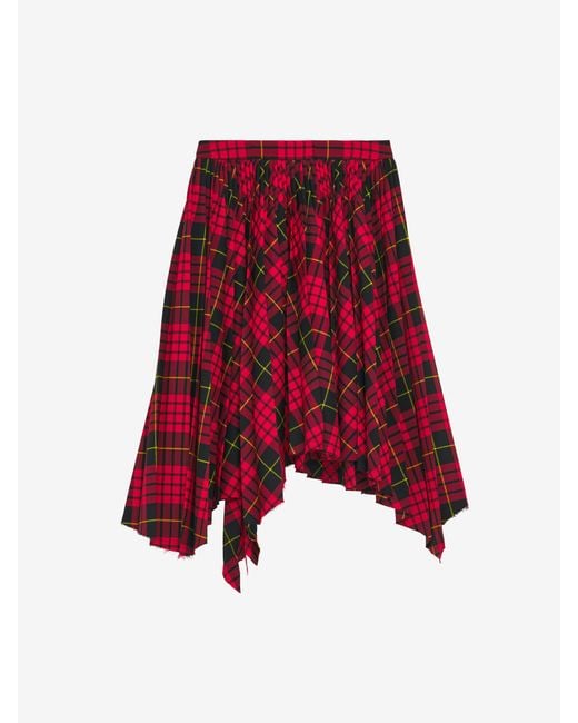 McQueen Red Macqueen Tartan Asymmetric Skirt