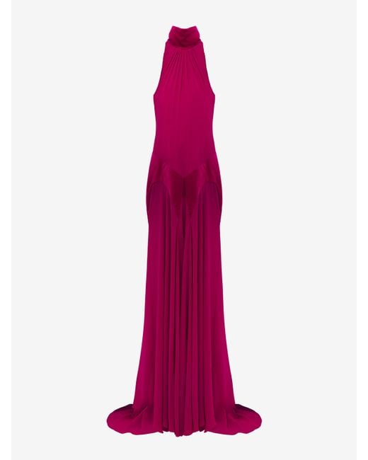 McQueen Pink Silk Georgette Evening Dress