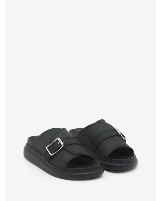McQueen Black Hybrid Buckle Sandal