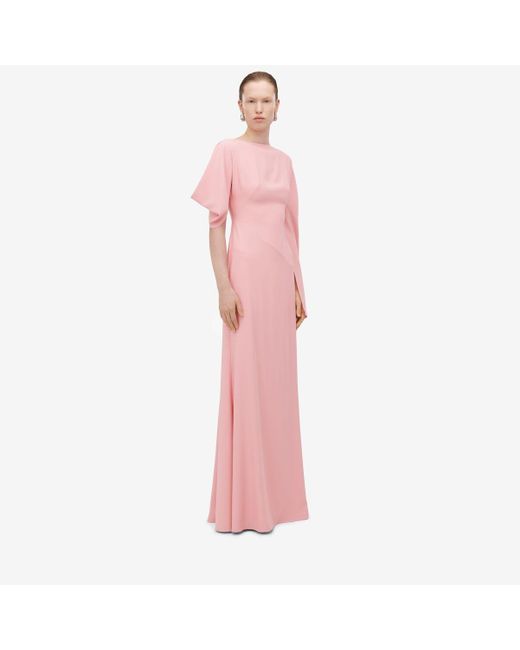 Alexander McQueen Pink Asymmetric Evening Dress
