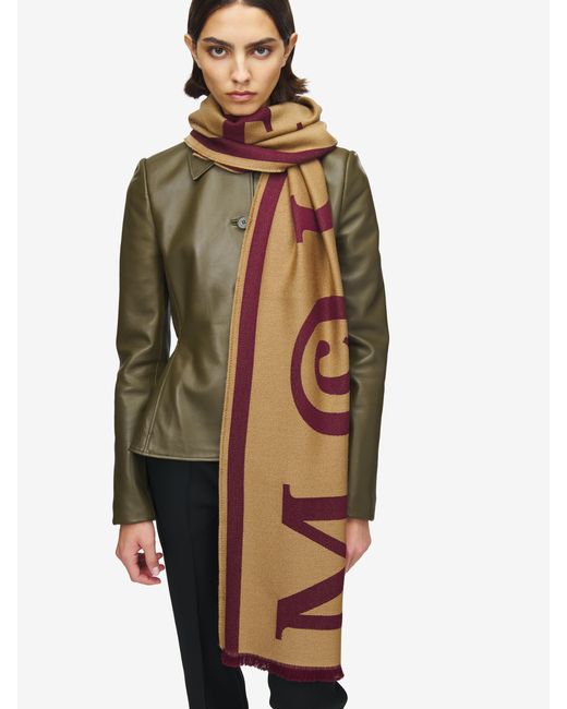 Alexander McQueen Natural Mcqueen Wool Jacquard Scarf