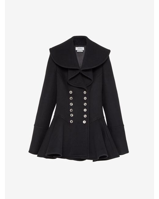 McQueen Black Waterfall Collar Coat