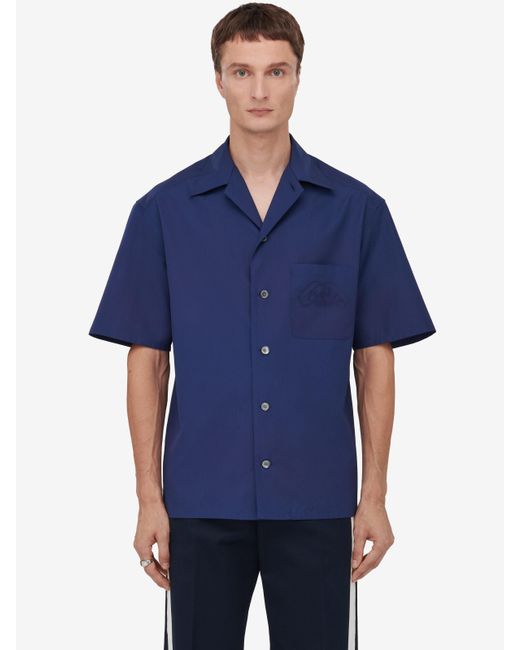 Alexander McQueen Bowlingshirt mit siegellogo in Blue für Herren