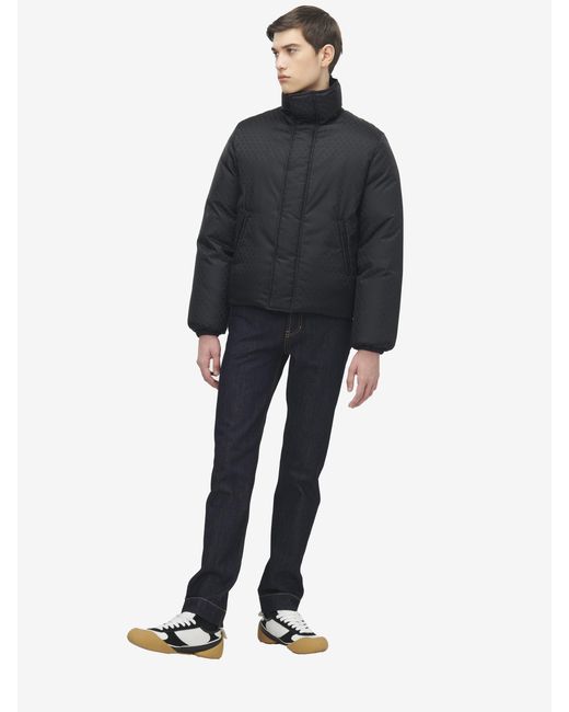McQueen Blue Skull Jacquard Puffer Jacket for men