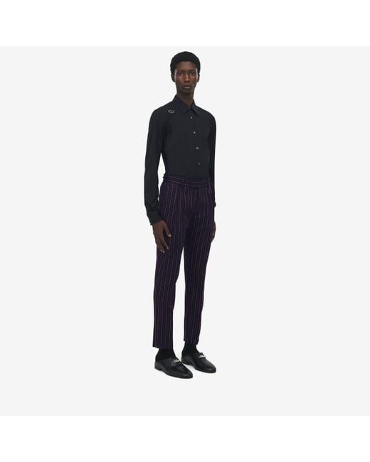 メンズ Alexander McQueen ボート ストライプ シガレットパンツ Blue