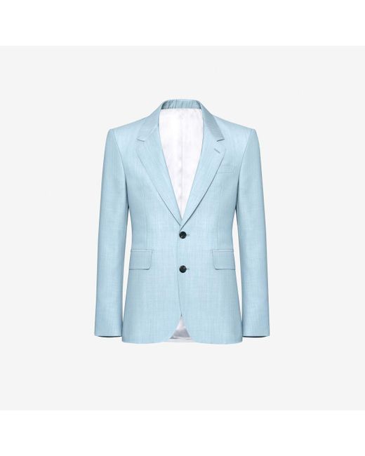 Alexander McQueen Blue Neat Shoulder Single-breasted Jacket for men