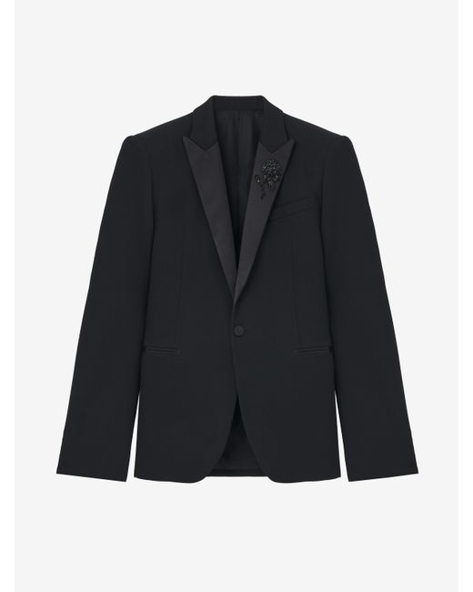 Alexander McQueen Blue Sailor Tattoo Rose Embroidery Tuxedo Jacket for men