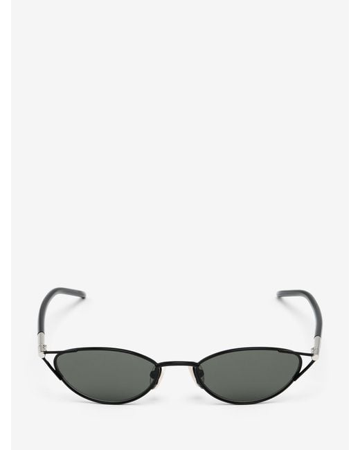 McQueen Black T-Bar Sleek Cat-Eye Sunglasses