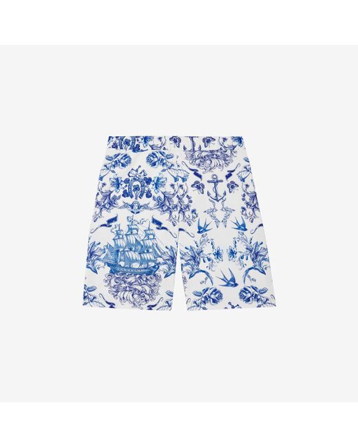 メンズ Alexander McQueen セーラー タトゥー ショートパンツ Blue