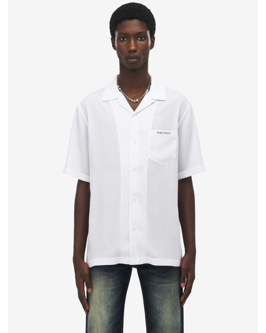Alexander McQueen Gestreiftes Hawaii-Hemd in White für Herren