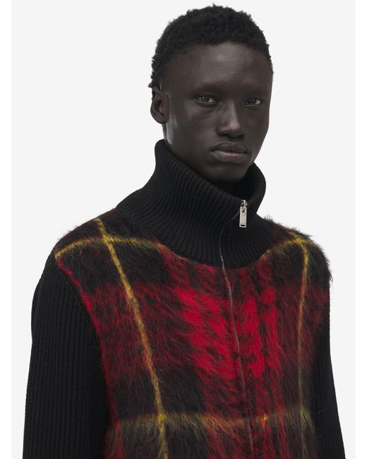 Alexander McQueen Red Macqueen Tartan Zipped Cardigan for men