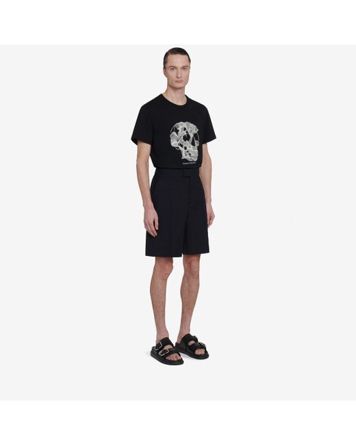 Alexander McQueen Black Pressed Flower Skull T-shirt for men
