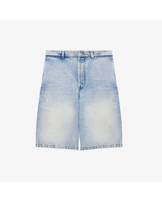 Alexander McQueen Blue Stonewashed Denim Shorts for men