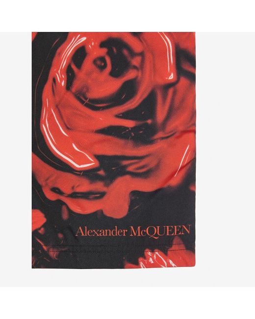 Shorts da bagno wax flower di Alexander McQueen in Red da Uomo