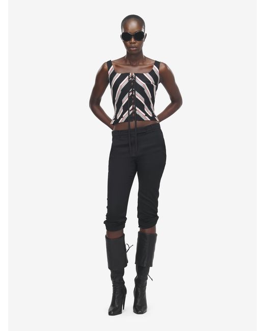 McQueen Black Chevron Stripe Corset Top