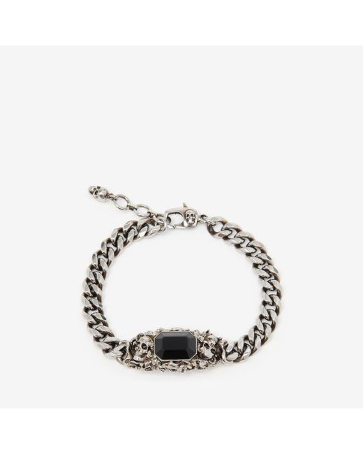 Alexander McQueen Silver Ivy Skull Chain Bracelet in Metallic for Men