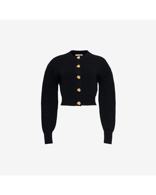 Alexander McQueen Black Wool-cashmere Button-detail Cardigan