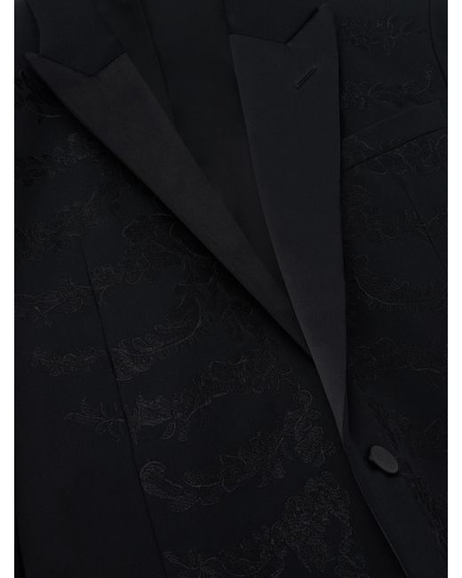 Alexander McQueen Black Lace Ribcage Embroidery Single-breasted Jacket for men