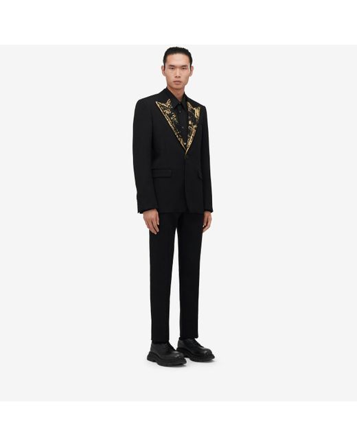 Alexander McQueen Black Embroidered Single-breasted Jacket for men