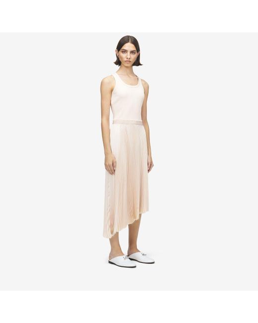 Alexander McQueen Natural Cotton Rib Asymmetric Midi Dress